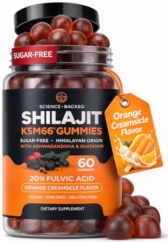 Sugar-Free Himalayan Shilajit Gummies for Men and Women [4000mg - 10:1 Extract] Energy Focus & Testosterone Booster with KSM 66 Ashwagandha and Shatavari - Non-GMO