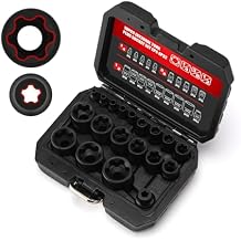 CASOMAN 19PCS External Torx Plus Socket Set, 6 & 5 Point EP Sockets EP4-EP32 with 1/2, 3/8 & 1/4 Dr. EP8.8 Compatible with Tesla, Cr-V Steel
