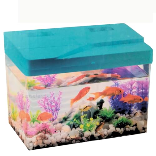 Image of Mini Fish Tank Aquarium (TP-33) 4K Transparency Moulded Fashion Aquarium Included with Filter & Light Suitable for Home Decor and Office Etc. (33 x 21 x 24 Cm)