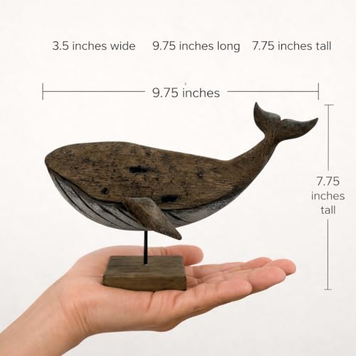 Baleine décorative en bois naturel objet poétique pour salon - 3
