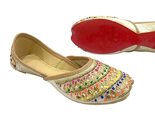 Punjabi Juttis for Girls Toddler/Little Kid/Big Kid Formal Beaded Shoes Multi Ethnic Girls Jutti Party Flats Mojaris Shoes4