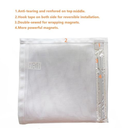 wohomzy Magnetic Screen Door Fits Door Size 74" x 82", Screen Size 76" x 83", Reversible Left Right Quarter Opening,Top Middle Anti-Tearing Mesh Net Curtain with Magnet,White by wohomzy - Used condition - Image 3