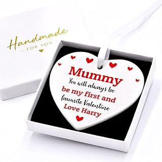 Mummys Valentine Gift, Mummy Is My Valentine, Personalised Valentine's Day Gift From Son Daughter Baby, Mummy My First Valentine, Custom White Ceramic Heart Keepsake, With Gift Box