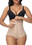 SHAPSHE Faja Body Shaper Thong Strapless Body Shaper Tummy Control Butt Lifter Panty Fajas Para Mujer Control Abdomen Seamless High Waisted Underwear Thong for Women with Hook and Eye Beige