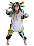 SimZoo Kids Animal Pajamas, Boy Girls Axolotl Cosplay Costume Sleepwear, One-Piece Unisex Homewear 12-13Y