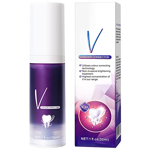 FRDUGA V34 Dentifricio sbiancante viola, Denti bianchi, 1 grammo