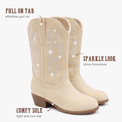 LAURMOSA Girls Cowboy Boots Sparkly Kids Tan Western Cowboy Boots Size 2 by LAURMOSA - Used condition - Image 6