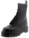 Dr Dr.Martens Womens 1490 Stud 10-Eyelet Black Leather Boots 40 EU