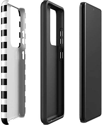 Skinit Pro Phone Case Compatible with Samsung Galaxy S21 Ultra 5G Originally Designed White and Black Stripes Design