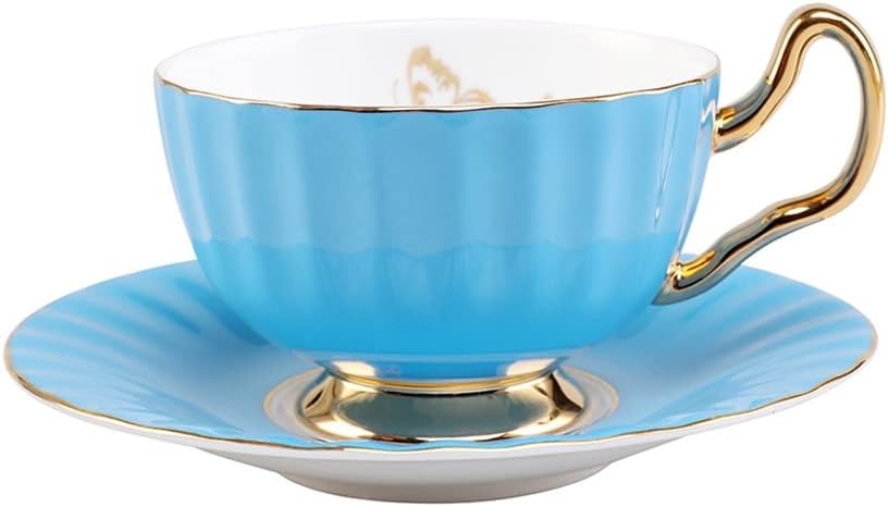 British Bone China Tea Cup and Saucer Sets Ceramic Present Practical Birthday Gift(Fluorescent Green)