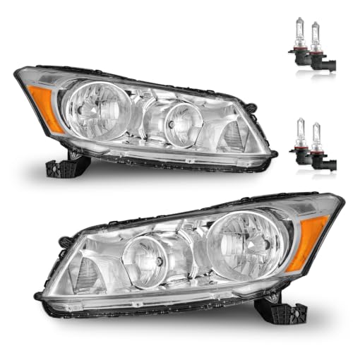 KarSpareHub Headlights W/Bulbs for 2008-2012 Honda Accord 4Dr Headlamp