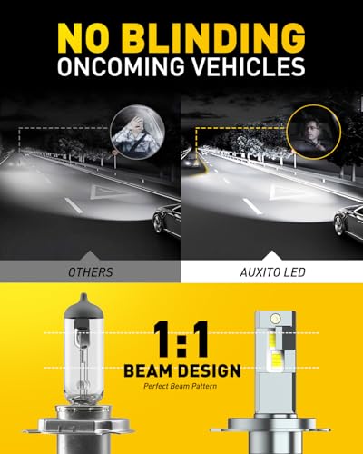 Image of AUXITO H4 9003 Light Bulbs Fog Light Bulbs, 900% Brightness 6500K Cool White, CSP LED Chips Fog Lamps Replacement, Play and Plug, Pack of 2