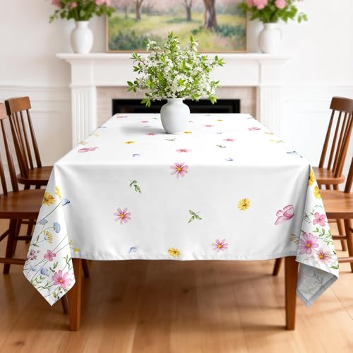 Nappe de table rectangulaire fleurs 152x264cm rose sauvage imperméable - 5
