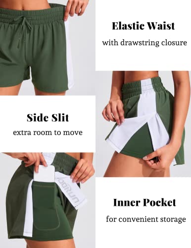 Coorun Running Short For Women 3" Athletic Sportswear Quick Dry Mid Waisted Workout Shorts Drawstring #TOP2