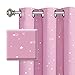 H.VERSAILTEX Blackout Curtains Kids Room Thermal Insulated Twinkle Stars Printed Curtain Draperies for Boys Girls, Sleep-Enhancing Magic Grommet Drapes, 2 Panels, Each 52x63-Inch, Pink