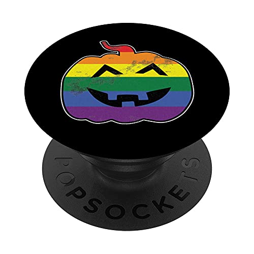 Disfraz de calabaza gay LGBT-Q Pride Rainbow Flag PopSockets PopGrip Intercambiable