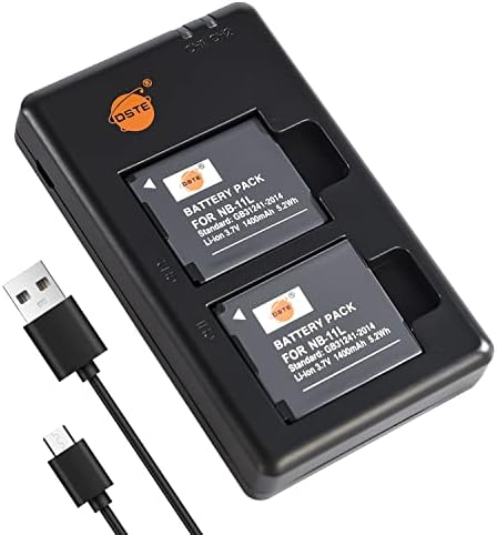 DSTE Lot De 2 Batteries NB-11L / NB-11LH 1400mAh + Chargeur Double USB Rapide - Compatible Canon PowerShot & IXUS