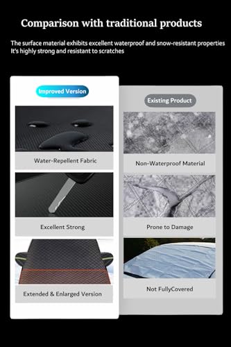 Image of Persevere Windshield Snow Cover with Magnetic, Car Windshield Cover with Earmuffs & Hooks, 9 Strong Magnets, 5-Layers Thickened Universal Waterproof Windproof All-Season (71''Lx54.7''W)