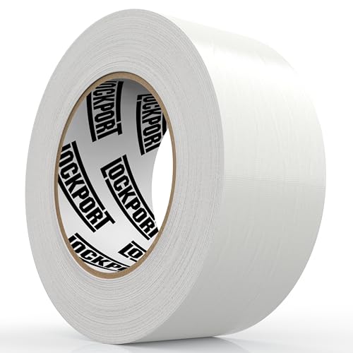 Image of Lockport Duct Tape Heavy Duty Waterproof,20 Yards x 2 Inch,Strong Adhesive Roll for Indoor & Outdoor Repair,No Residue,Tear by Hand - Duct Tape Bulk Value (White, 1-Pack)