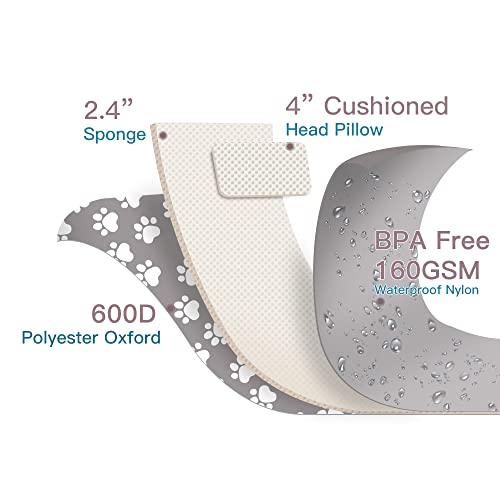 Portable Baby Diaper Changing Pad, Hogardeck Waterproof Travel Changing Table Pad For Newborn, Extended Cushioned Changing Mat With Head Pillow And Baby Stuff Pockets, Baby Shower Gifts #TOP2