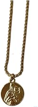 Virgen del Carmen Medal Necklace, Gold Plated Stainless Steel Chain, Mini Medal, Very Fine and Elegant to Wear Every Day