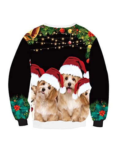 Kbreaur Womens Girls Animal Print Xmas Dogs Crew Neck Ugly Christmas Xmas Pullover Sweatshirt Sweater Winter Clothes M #TOP1