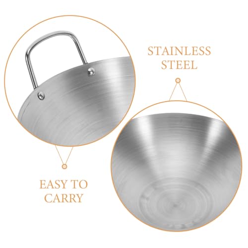 Wok de acero inoxidable con mango doble y gran capacidad miniatura 3