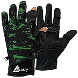 Drasry Touchscreen Fishing Gloves Two-Finger Cut Suitable for 46℉ to 86℉ Neoprene Reinforced Non-Sli