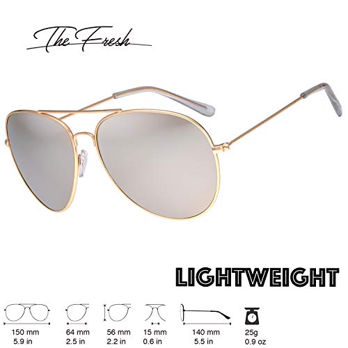 Image of The Fresh Classic Aviator Frame Light Color Lens XL Oversized Sunglasses Gift Box