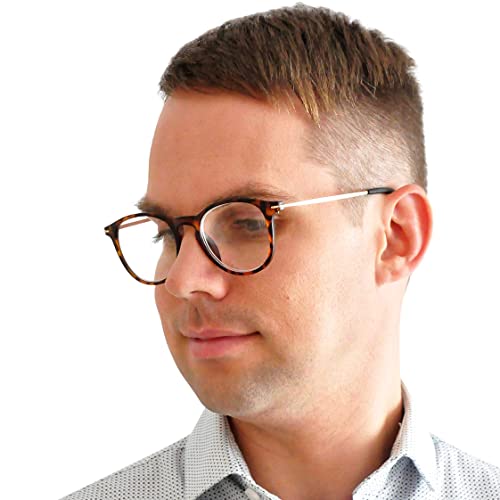 Mini Brille, Modern Blue Light Blocking Reading Glasses with Large Lenses, FREE Pouch - Image 2