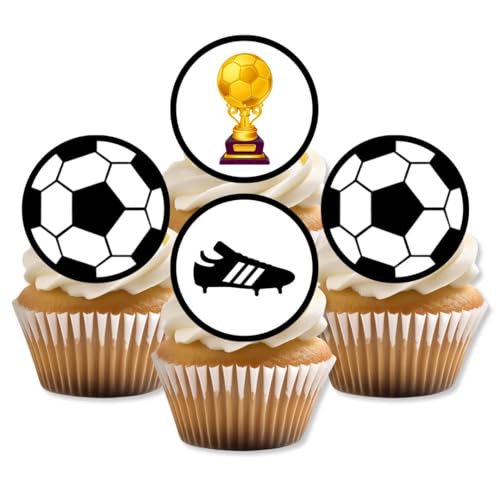 Edible Soccer Cupcake Toppers, Edible Cake Decorations, Sports Theme Party Decorations, Decor for Football Cookies, Soccer Cake Topper for Boys and Girls 48 x 3cm / 1.18 inch mini discs UNCUT #2