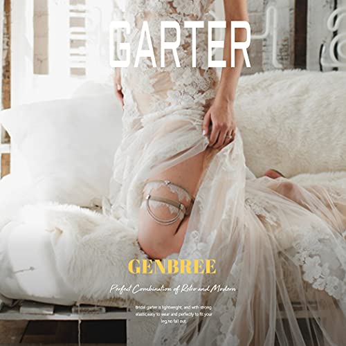 Genbree Lace Bridal Wedding Garters Blue Floral Garter Belt Elastic Bridal Leg Ring Wedding Accessories For Women (Pack Of 2) (Light Blue) #TOP6