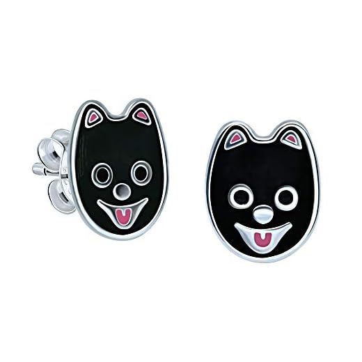Pendientes de plata de ley con diseño de pomerano negro