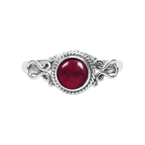 Garnet Stone Ring, Handmade 925 Sterling Silver Rings For Women Girls, Natural Gemstone Ring Us Size 9 Solitaire Ring, Round Stone Ring, Minimalist Birthstone Gift Jewelry For Her #TOP1