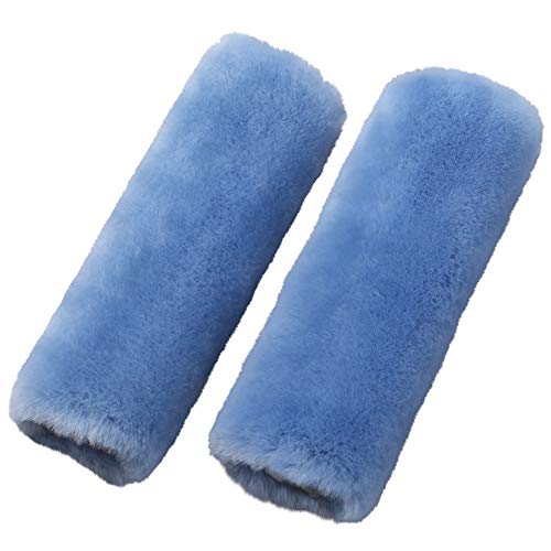 Image of OGLAND 2 Pack Sheepskin Car Seat Belt Cover Pads | Wool Seatbelt Cushions