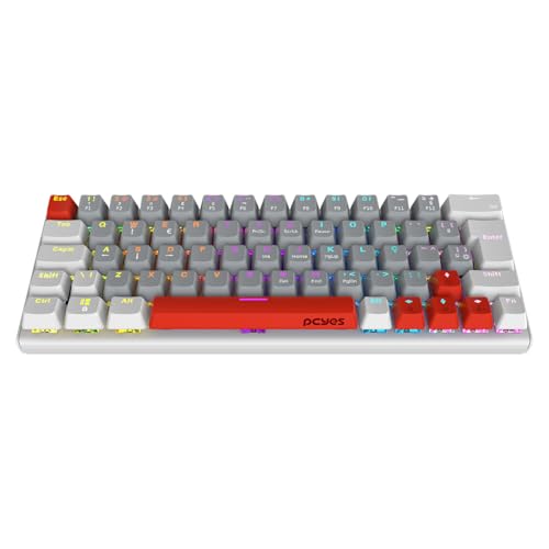 TECLADO MECÂNICO GAMER PCYES KUROMORI 60% WHITE GHOST - SWITCH RED - LED RAINBOW - PTKMWG60RD