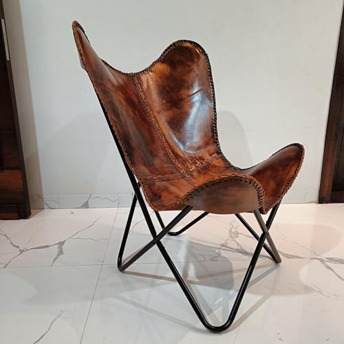 Sillón Mariposa Plegable Cuero Marrón miniatura 2