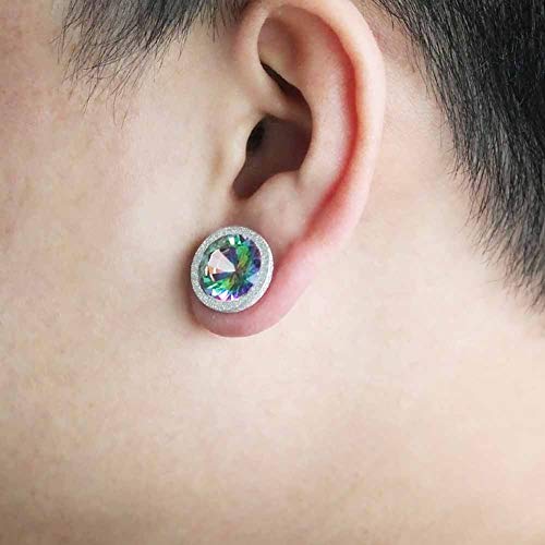 KUBOOZ Ear Plug Tunnel Gauge Stretcher Piercing Colorful Zircon Center Plating Stainless Steel Screw - Thumbnail 7