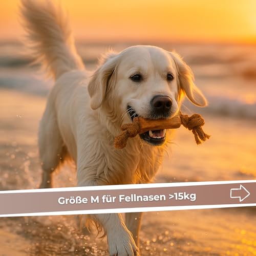 Zoys® Kaffeeholz Kokosseil M – Natürlicher Kauartikel & Zerrspielzeug für Hunde 15 kg – Koffeinfrei, splitterarm – Unterstützt Zahnreinigung – Robust nachhaltiges Hundespielzeug