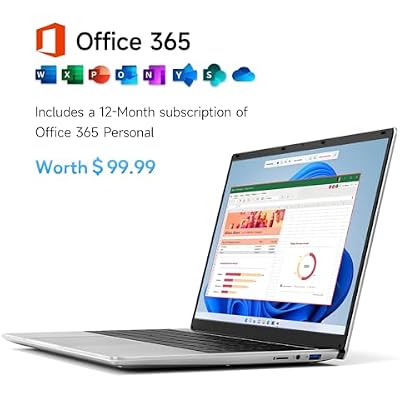 15.6 Inch Windows 11 Laptop, 5205U Processor, 4GB RAM 128GB Storage Expandable to 1TB, HD Display with Numpad, Office 365 Pre-Installed, Wi-Fi 5 Bluetooth 4.2, Type-C for Student & Business
