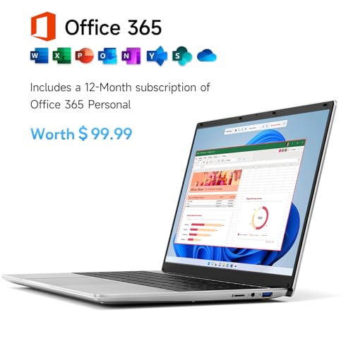 jumper 15.6" FHD Laptop, 10th Gen Intel Dual-Core Processor(1.9GHz), 12GB RAM 640GB Storage, 1 Year Office 365, Numeric Keyboard, HDMI, WiFi5, 38Wh Battery, Windows 11 Laptop for Business and Student by jumper - Image 4