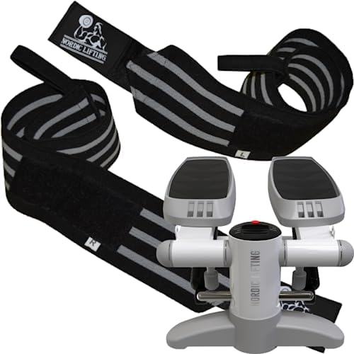 Super Heavy Duty Wrist Wraps - Black Grey Bundle with Mini Stepper - White Grey image 4