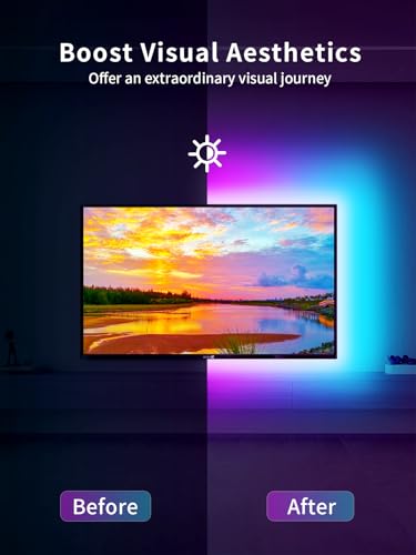 Image of KANTUTOE LED Lights for TV, 19.68ft LED Backlights for 65-80in TV, RGB TV Backlight with Music Sync Bluetooth APP and Remote Control TV Lights Strip USB Powered LED Lights for Bedroom, Gaming