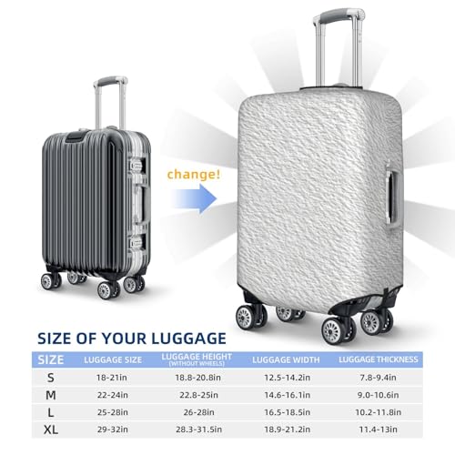 White Cold Press Paper Texture Elastic Travel Luggage Covers Dustproof Scratch-Resistant Suitcase Protector Fit 22-24 Inch4
