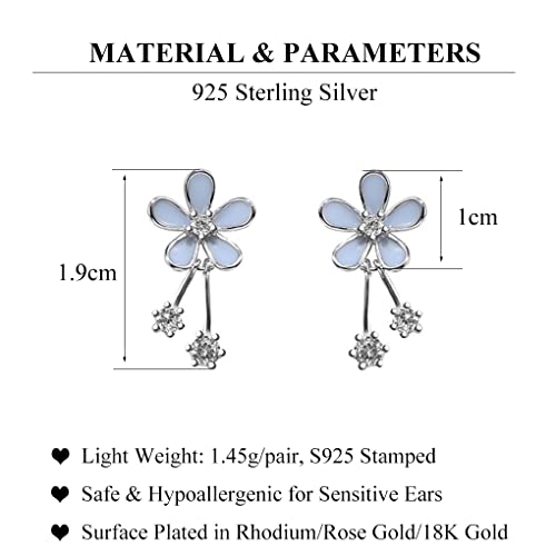 Sluynz 925 Sterling Silver Pretty Flowers Earrings Studs For Women Teen Girls Elegant Cz Flowers Studs Earrings (A-Silver) #TOP6