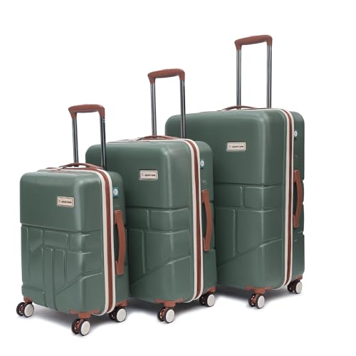 Image of uppercase Rock (S+M+L) Set of 3,Check-in Trolley Bag,Hardsided Anti-Scratch 8 Spinner Wheel Luggage,TSA Lock & Anti-Theft Zippers,Suitcase for Unisex,2000 Days Warranty (Green)