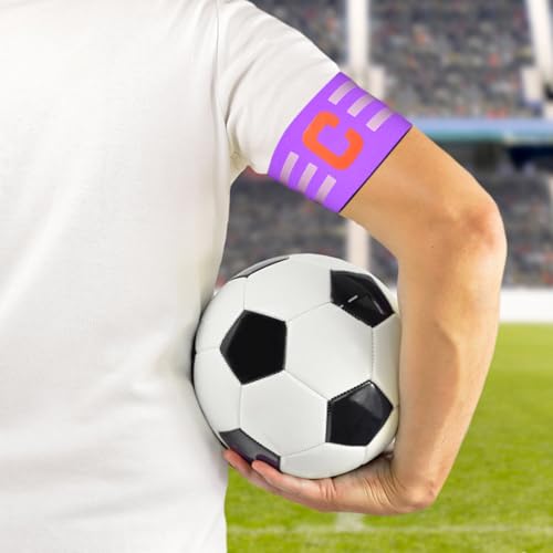 FUNAUPGO Sports Captain C Arm Band for Team Training, Unisex Elastic Soccer Captain Armband Adjustable Outdoor Football Player Captain's ArmBands for Adult (Purple) - Thumbnail 7