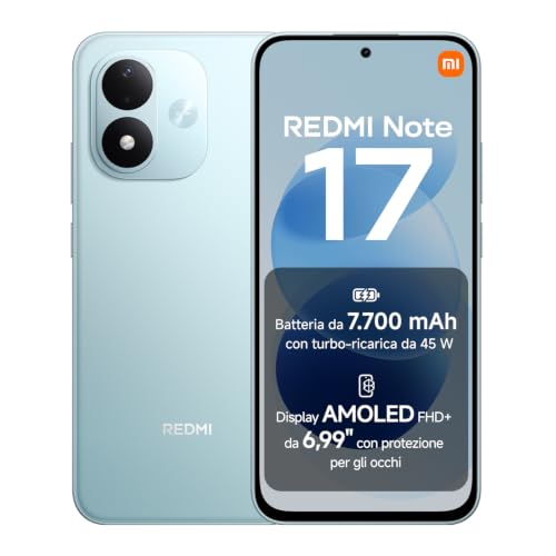 REDMI Note 17, Smartphone 4+128GB, Sky Teal, Batteria da 7700 mAh