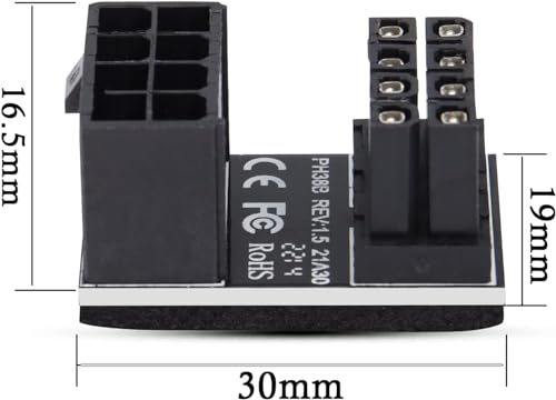 YAODHAOD Adaptador de energía en U 8 Pin Ángulo 180° Pack 2 miniatura 4