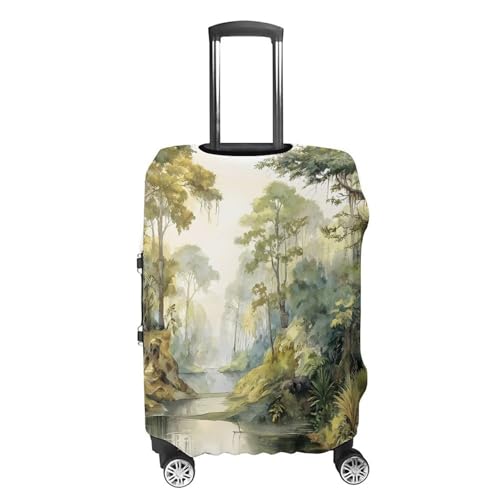 Watercolor Streams Jungles Crocodiles Luggage Covers Washable Travel Suitcase Cover Elastic Baggage Protector4